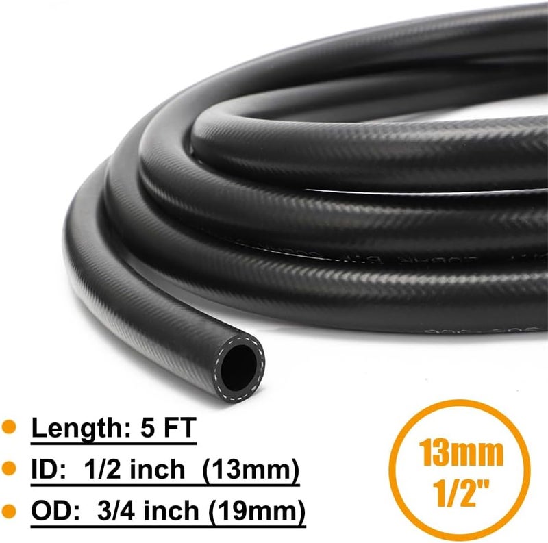 CHOIMOON 1/2 Fuel Line 300PSI R9 High Pressure Hose 13mm NBR Transmission Cooler Hose For Cooling, Steam Emission,Fuel System 5 FT - Image 2